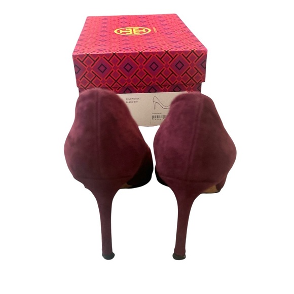 Tory Burch Elana Suede 85mm Pumps Heels Pointed Toe - Picture 8 of 9